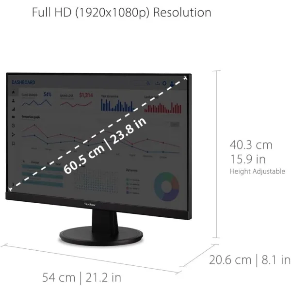 ViewSonic VA2447-MH Monitor Full HD 1080p de 24 pulgadas