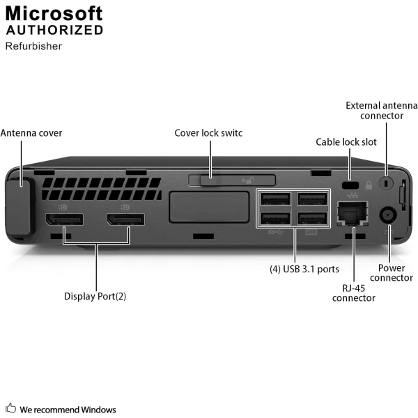 HP EliteDesk 800 G5 Mini - 9ª generación Intel Core i7-9700T memoria DDR4 de 8 GB, SSD NVMe de 256 Gb