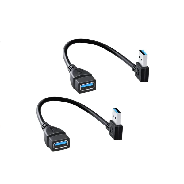 SuperSpeed - Cable de datos USB 3.0 macho a hembra, ángulo izquierdo y recto